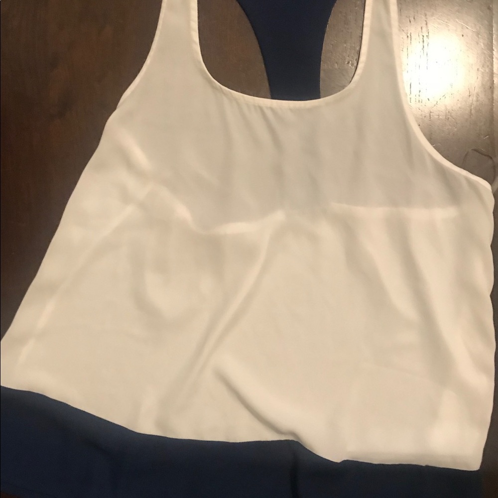 White and navy Tank